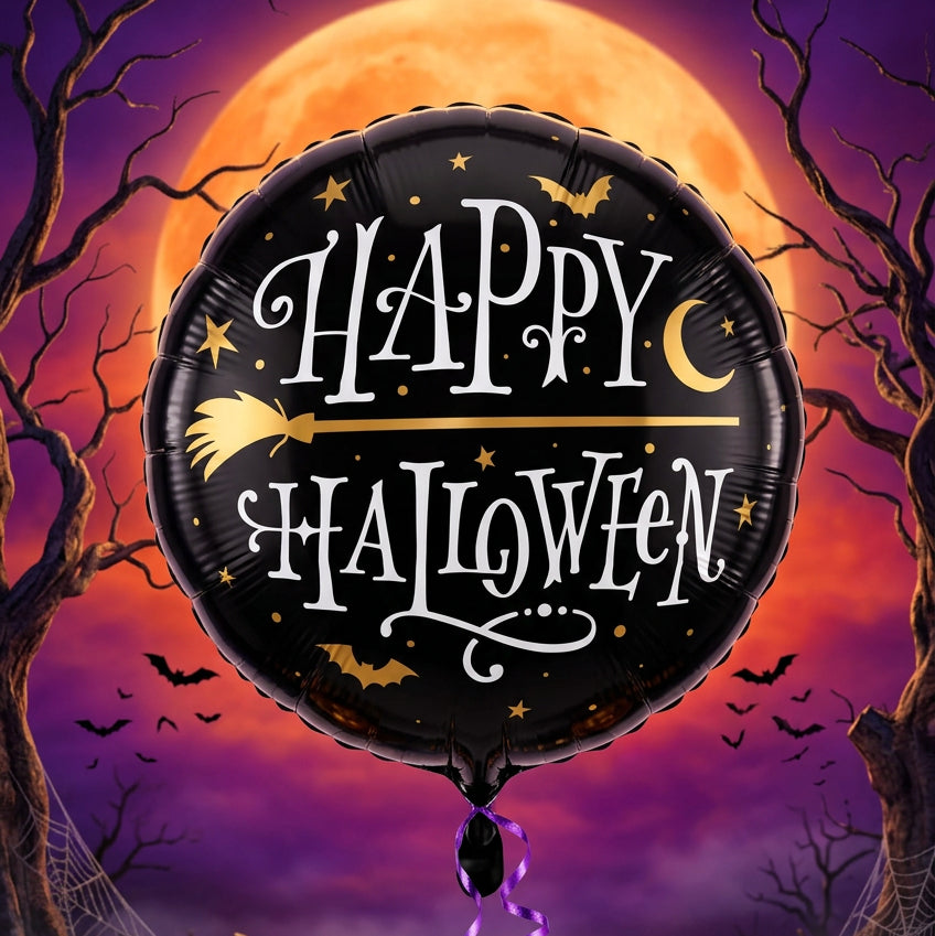 Happy Halloween Brooms & Moons (18")